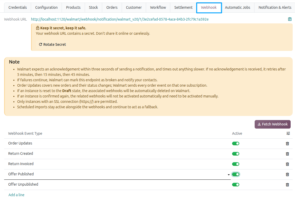Webhook Configurations