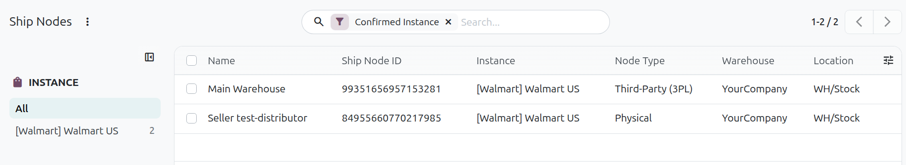 Walmart Ship Nodes