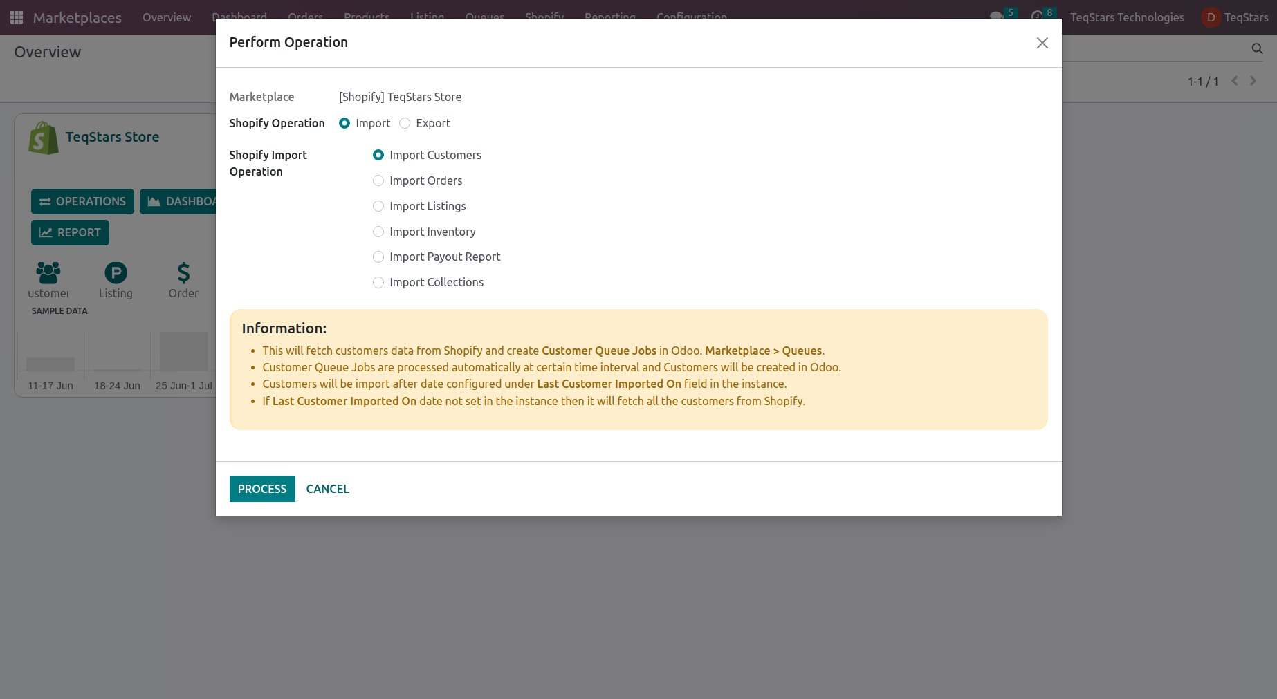 Customer Import Screen