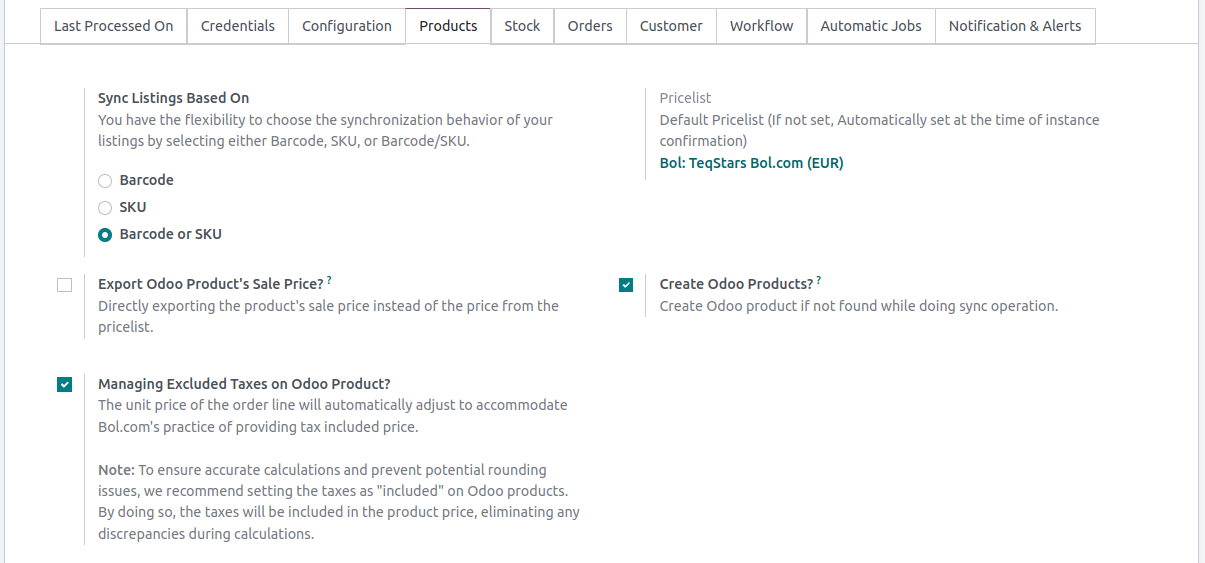 Bol.com General Configuration