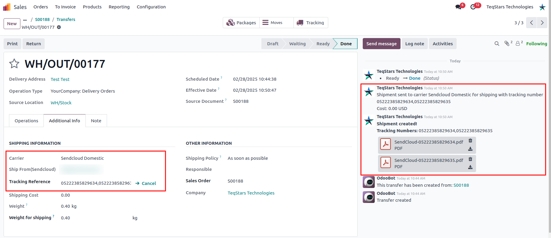 Shipping Information In Delivery Order.